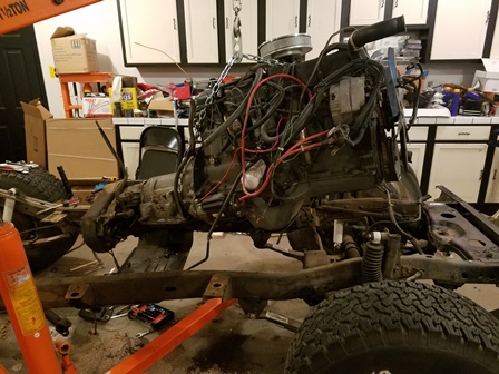 Lifting out tthe CJ7 drivetrain