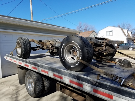 CJ7 rolling frame loaded up to go to sandblaster