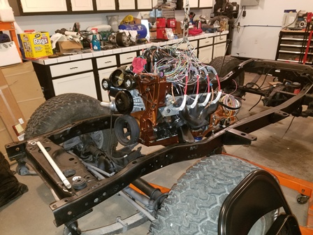 5.3L LS sitting in the CJ7 frame